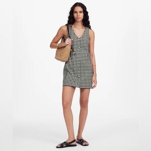 V-Neck Mini Vest Dress in Gingham